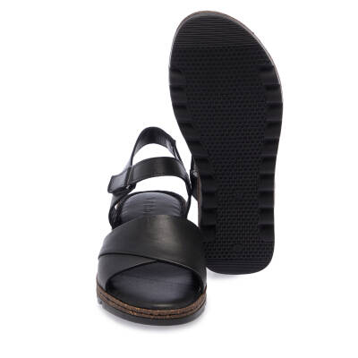 Siyah Deri Kadın Sandalet - K25Y1SN67837-A23 - 4
