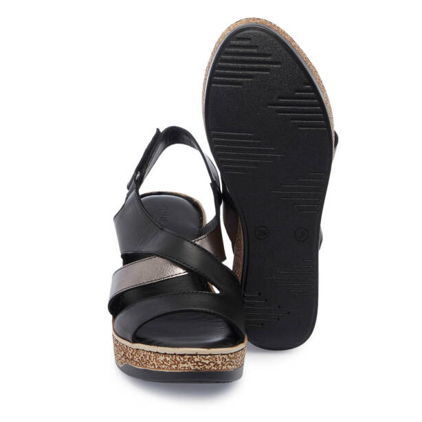 Siyah Hakiki Deri Kadın Sandalet - K25Y1SN67838-A23 - 4