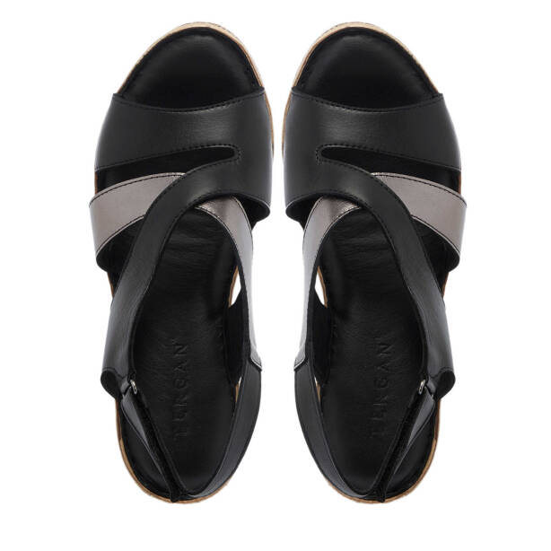 Siyah Hakiki Deri Kadın Sandalet - K25Y1SN67838-A23 - 5