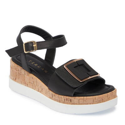 Siyah Deri Kadın Sandalet - K25Y1SN67852-A23 