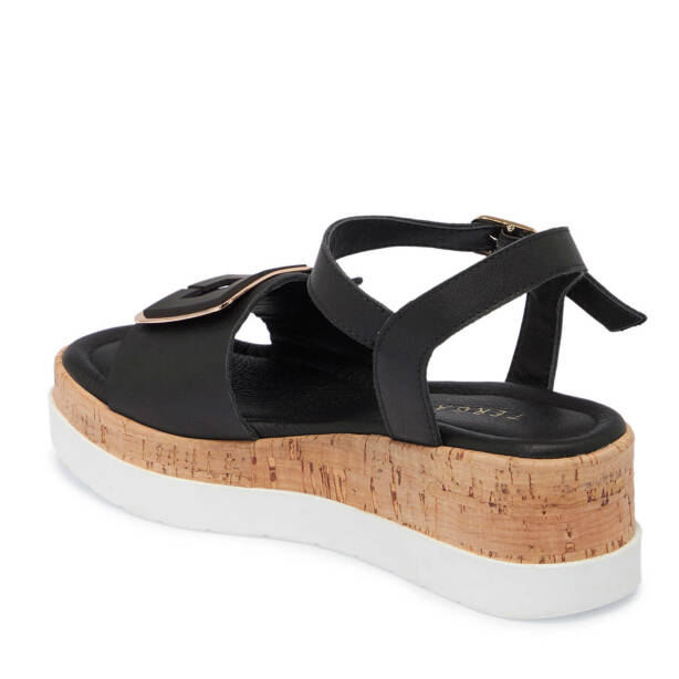 Siyah Deri Kadın Sandalet - K25Y1SN67852-A23 - Tergan