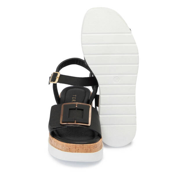 Siyah Deri Kadın Sandalet - K25Y1SN67852-A23 - Tergan