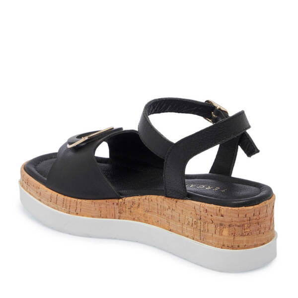 Siyah Deri Kadın Sandalet - K25Y1SN67856-A23 - 2