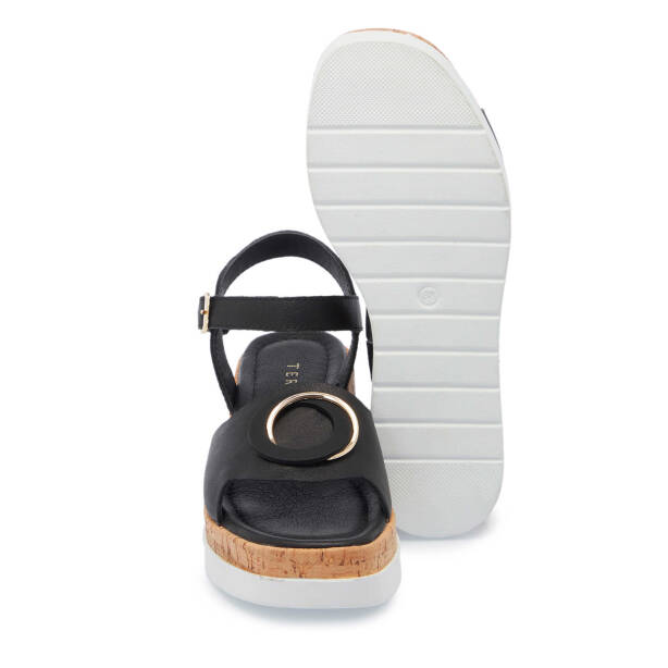 Siyah Deri Kadın Sandalet - K25Y1SN67856-A23 - Tergan