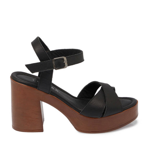 Siyah Hakiki Deri Kadın Sandalet - K25Y1SN67859-A23 