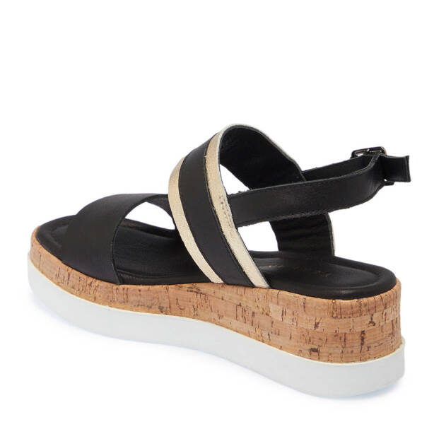 Siyah Deri Kadın Sandalet - K25Y1SN67860-A23 - Tergan