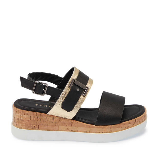 Siyah Deri Kadın Sandalet - K25Y1SN67860-A23 - Tergan