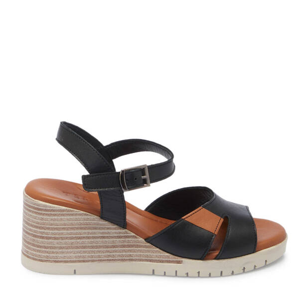 Siyah Hakiki Deri Kadın Sandalet - K25Y1SN67867-A23 