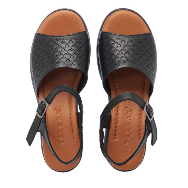 Siyah Hakiki Deri Kadın Sandalet - K25Y1SN67868-A23 - 5