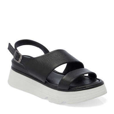 Siyah Deri Kadın Sandalet - K25Y1SN67881-A23 - 1