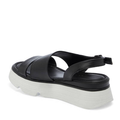 Siyah Deri Kadın Sandalet - K25Y1SN67881-A23 - 2