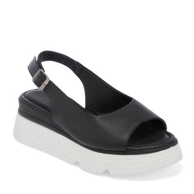 Siyah Deri Kadın Sandalet - K25Y1SN67882-A23 