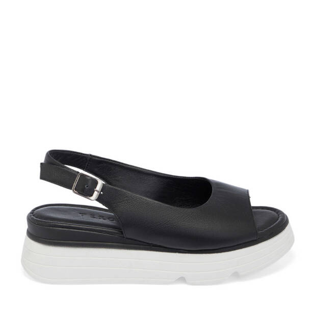 Siyah Hakiki Deri Kadın Sandalet - K25Y1SN67882-A23 - 1