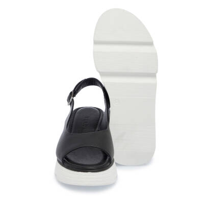 Siyah Deri Kadın Sandalet - K25Y1SN67882-A23 - 4