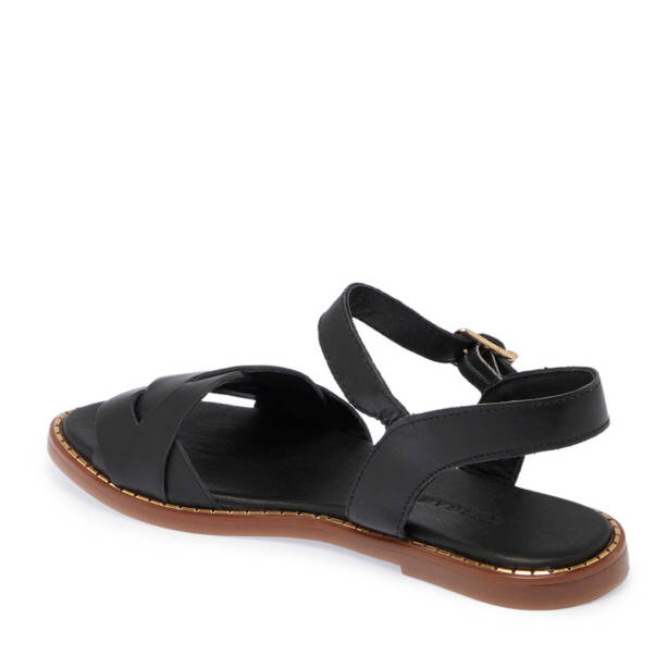 Siyah Hakiki Deri Kadın Sandalet - K25Y1SN67885-A23 - 3