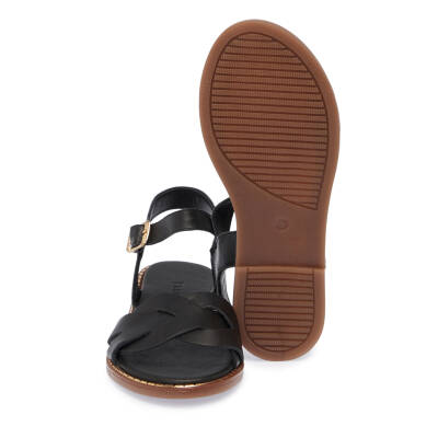 Siyah Deri Kadın Sandalet - K25Y1SN67885-A23 - 4