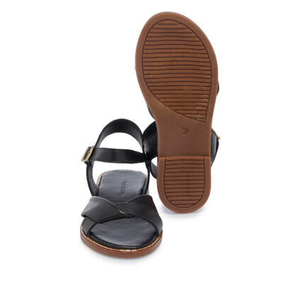 Siyah Deri Kadın Sandalet - K25Y1SN67886-A23 - 4