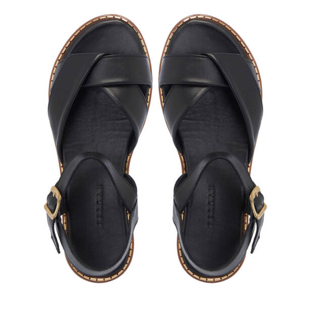 Siyah Hakiki Deri Kadın Sandalet - K25Y1SN67886-A23 - 5