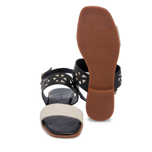 Siyah Deri Kadın Sandalet - K25Y1SN67889-A23 - Tergan