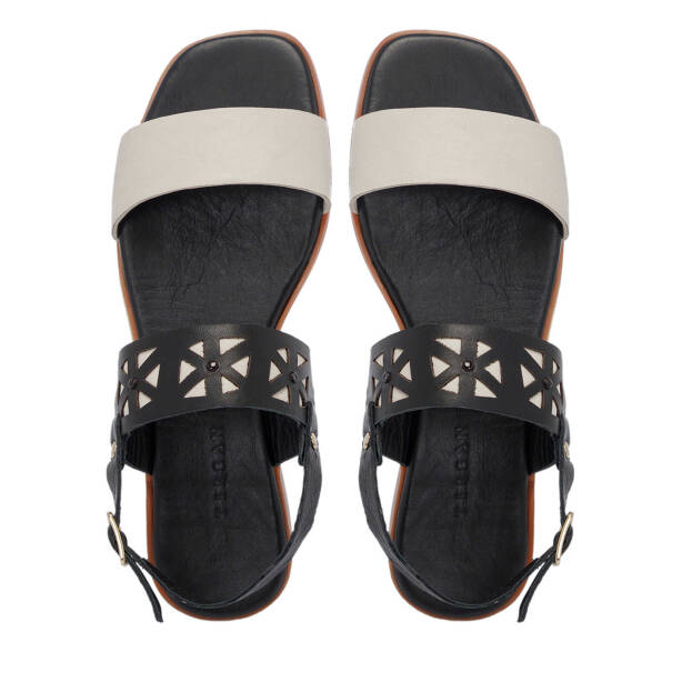 Siyah Deri Kadın Sandalet - K25Y1SN67889-A23 - Tergan