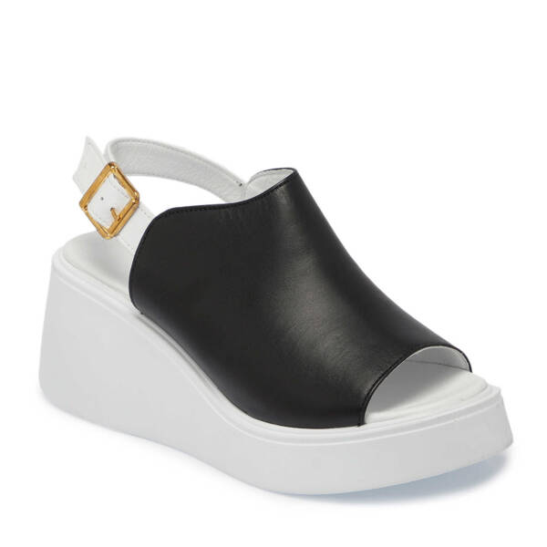 Siyah Hakiki Deri Kadın Sandalet - K25Y1SN67890-A23 - 2