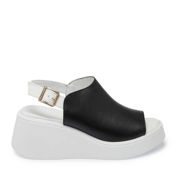 Siyah Hakiki Deri Kadın Sandalet - K25Y1SN67890-A23 - 1