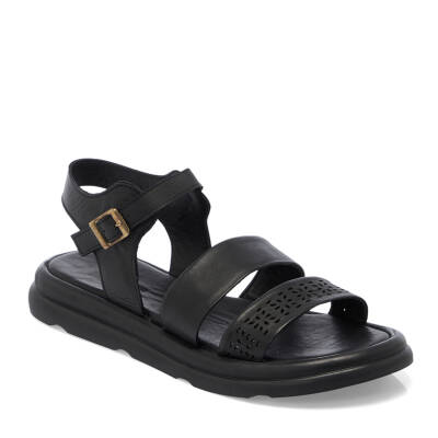 Siyah Deri Kadın Sandalet - K25Y1SN67892-A23 - 1