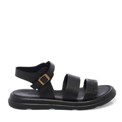 Siyah Deri Kadın Sandalet - K25Y1SN67892-A23 - 3