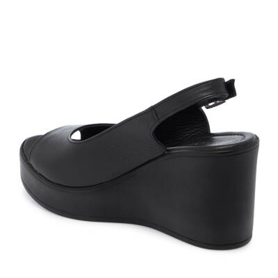 Siyah Deri Kadın Sandalet - K25Y1SN67920-A23 - 2