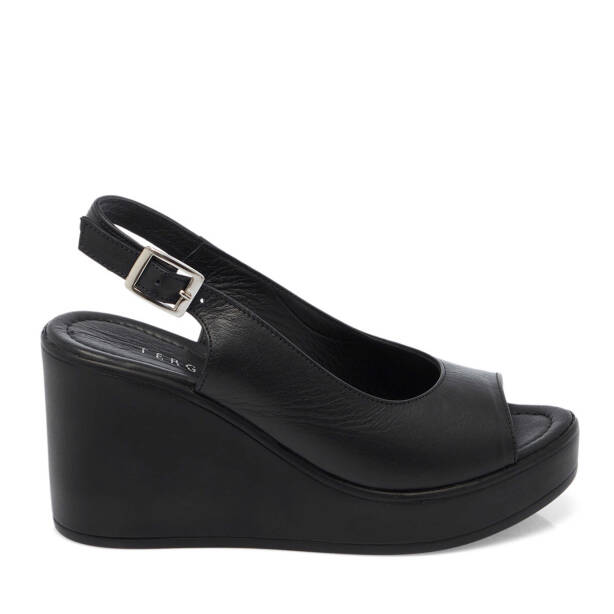 Siyah Hakiki Deri Kadın Sandalet - K25Y1SN67920-A23 - 1