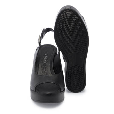 Siyah Deri Kadın Sandalet - K25Y1SN67920-A23 - 4