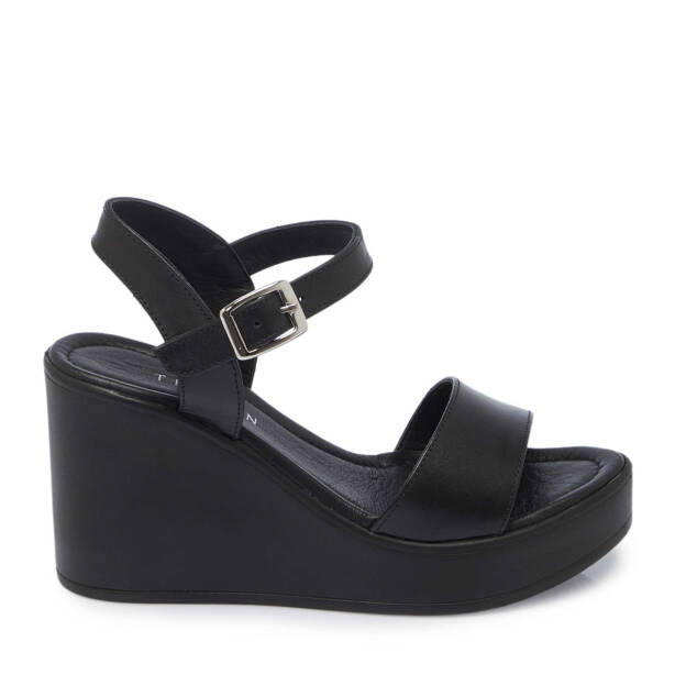 Siyah Hakiki Deri Kadın Sandalet - K25Y1SN67921-A23 