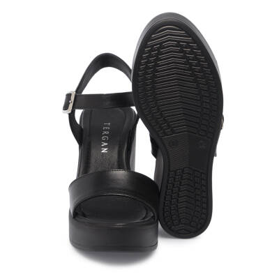 Siyah Deri Kadın Sandalet - K25Y1SN67921-A23 - 4