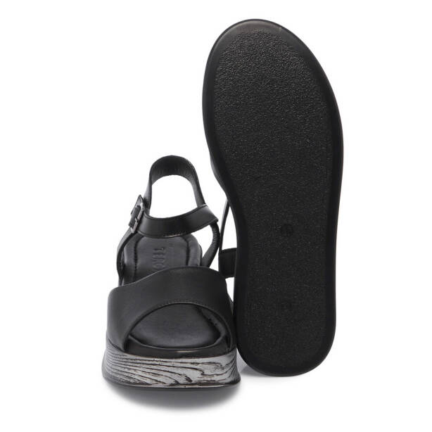 Siyah Hakiki Deri Kadın Sandalet - K25Y1SN67926-A23 - 4