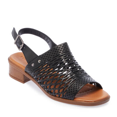 Siyah Deri Kadın Sandalet - K25Y1SN67928-A23 