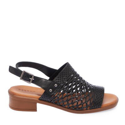 Siyah Deri Kadın Sandalet - K25Y1SN67928-A23 - 3
