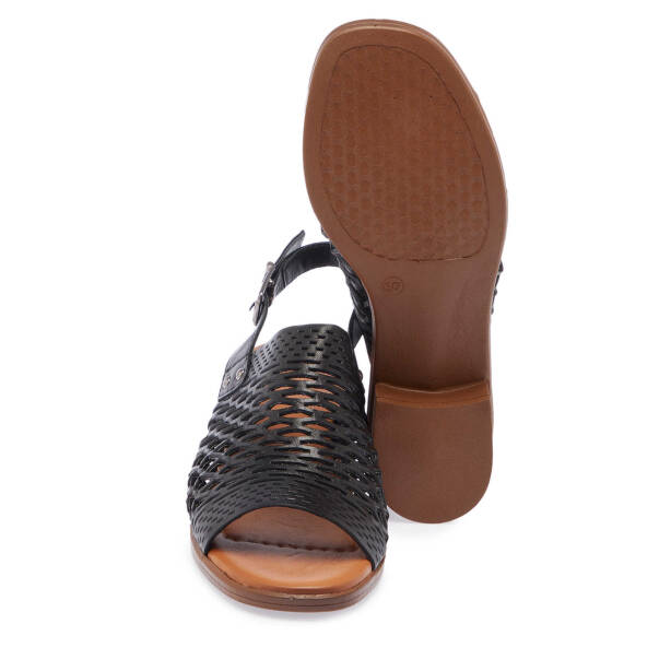 Siyah Hakiki Deri Kadın Sandalet - K25Y1SN67928-A23 - 4