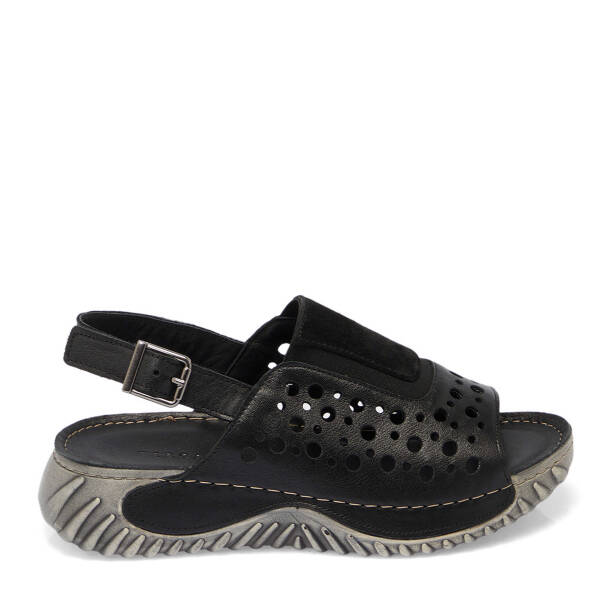 Siyah Hakiki Deri Kadın Sandalet - K25Y1SN67929-A23 - 1