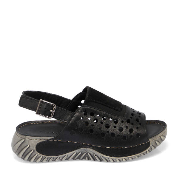 Siyah Hakiki Deri Kadın Sandalet - K25Y1SN67929-A23 - 1