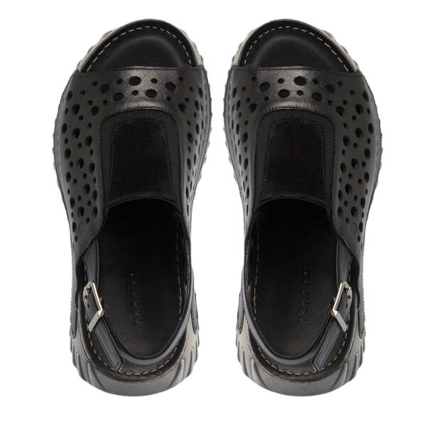 Siyah Hakiki Deri Kadın Sandalet - K25Y1SN67929-A23 - 5