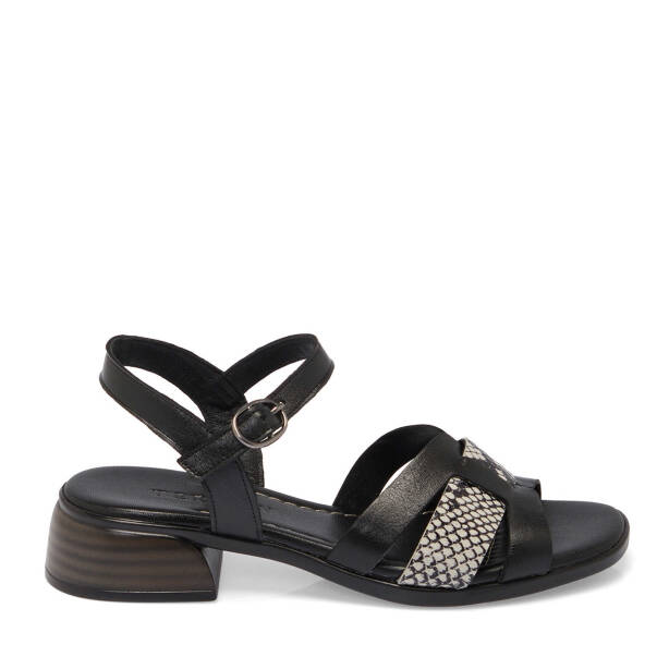 Siyah Hakiki Deri Kadın Sandalet - K25Y1SN67932-A23 - 1