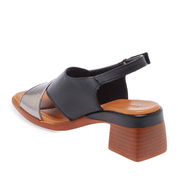 Siyah Hakiki Deri Kadın Sandalet - K25Y1SN67934-A23 - 3