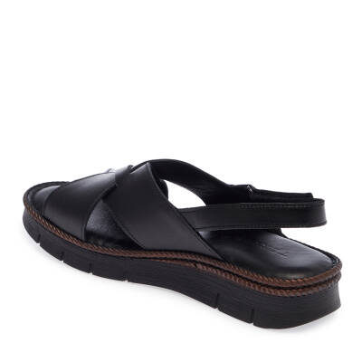 Siyah Deri Kadın Sandalet - K25Y1SN67951-A23 - 2