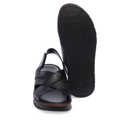 Siyah Deri Kadın Sandalet - K25Y1SN67951-A23 - 4