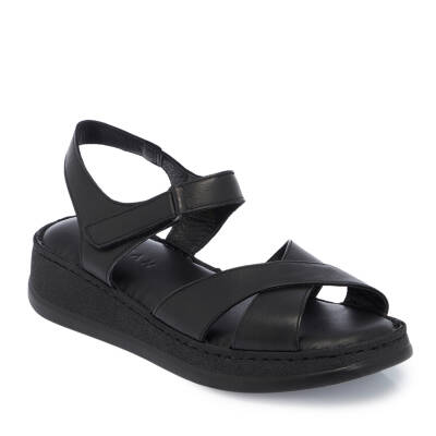 Siyah Deri Kadın Sandalet - K25Y1SN67953-A23 - 1