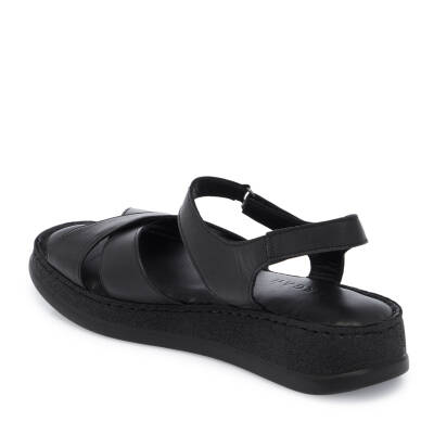 Siyah Deri Kadın Sandalet - K25Y1SN67953-A23 - 2