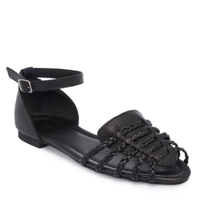 Siyah Deri Kadın Sandalet - K25Y1SN67955-A23 