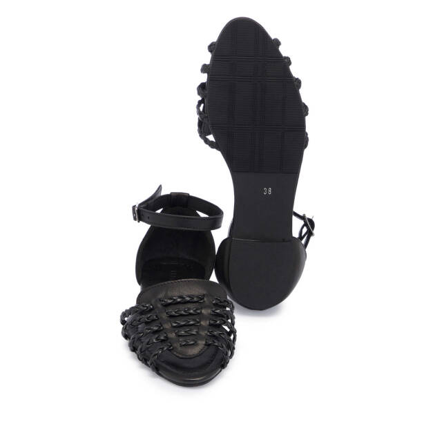 Siyah Deri Kadın Sandalet - K25Y1SN67955-A23 - 4
