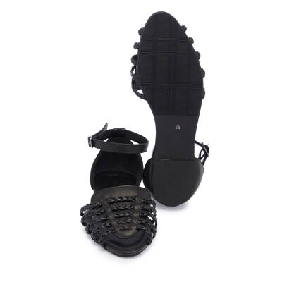 Siyah Deri Kadın Sandalet - K25Y1SN67955-A23 - 4