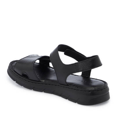 Siyah Deri Kadın Sandalet - K25Y1SN67965-A23 - 2